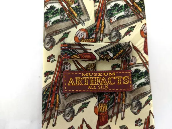 MUSEUM ARTIFACTS Neck Tie Fly Fishing Novelty Print Textured 100% Silk