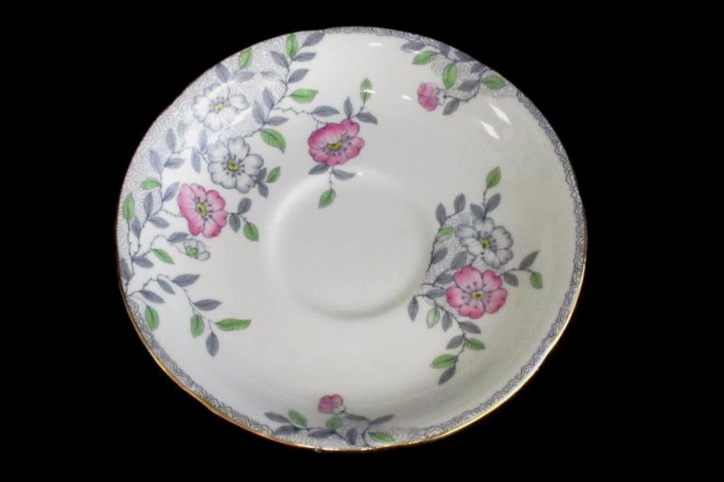 ABJ Grafton China Melville Tea Cup and Saucer Floral Gold Trim England Made