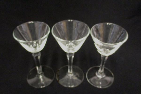 Lot of 3 Aperitif Glasses Clear Footed Wedding Party Replacement