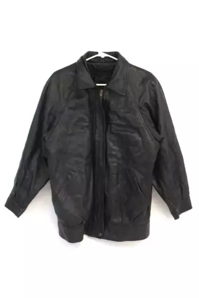 Tannery West Men's Thinsulate 3M Black Leather Bomber Jacket Zip Out Liner Sz S