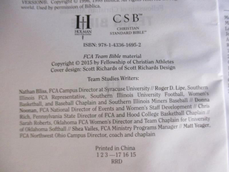 Undefeated The Team Bible Fellowship Of Christian Athletes FCA 2015 Holman Bible