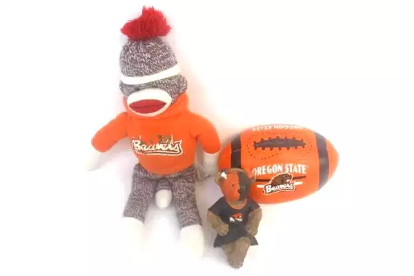 Lot of 3 OSU Oregon State University Items Monkey Plush Foam Football Figurine