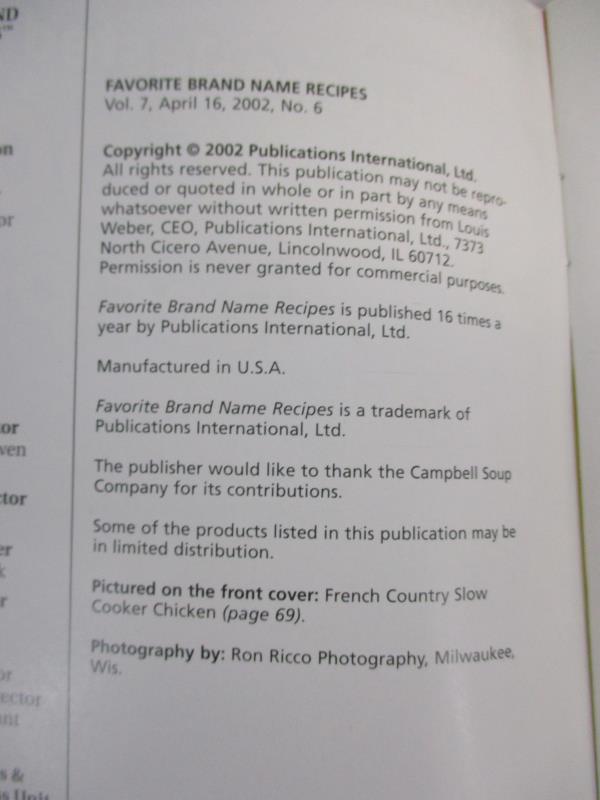 Home-Tested Slow Cooker Recipes 180 Recipes 2002 Booklet Pil Publications