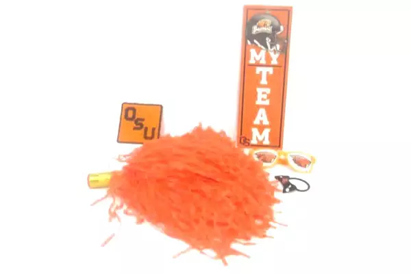 Lot of 5 OSU Oregon State University Items Sign Sunglasses Hair Tie Pom Pom
