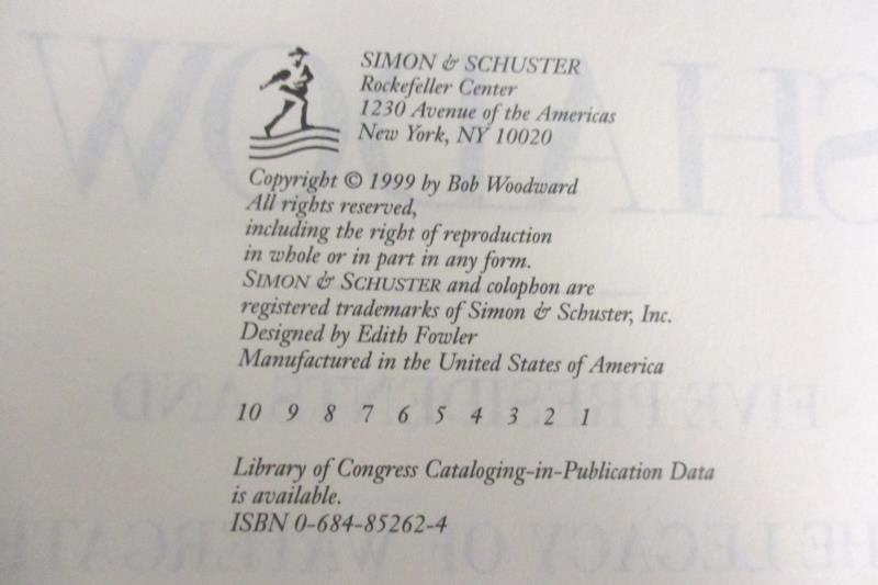 Shadow Bob Woodward 5 Presidents Watergate 1999 Simon & Schuster Hardcover 1stEd