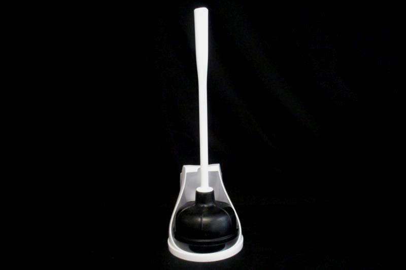 Lot of 2 Bathroom Items Plunger Trash Can Seven Seas Mainstays Black Paisley