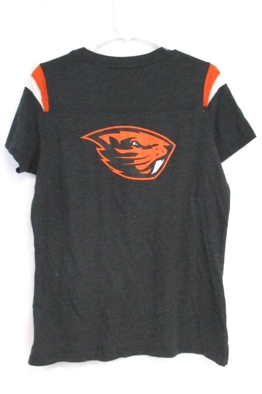 Nike Women's OSU Beavers Shirt Top Gray V Neck Short Sleeve Cotton Blend Sz XL