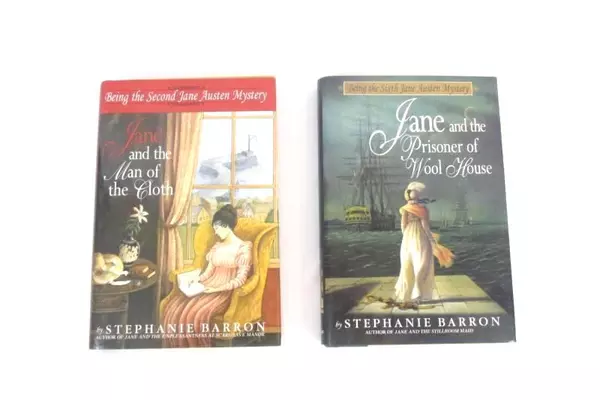 Lot of 2 Mystery Books Stephanie Barron Austen Prisoner Wool House Man of Cloth
