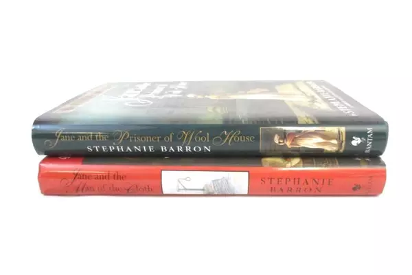 Lot of 2 Mystery Books Stephanie Barron Austen Prisoner Wool House Man of Cloth