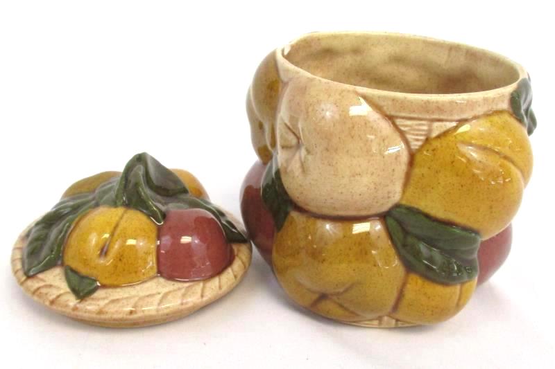 Lot of 3 Ceramic Decorative Orange White Pumpkin Lidded Candy Dish Fruit Design