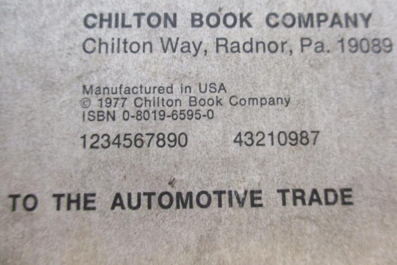 Chilton's Professional Labor Guide Parts Manual 1971-1978 6595