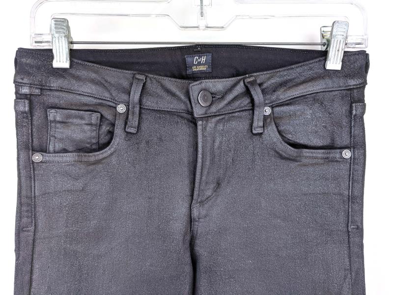 CITIZENS OF HUMANITY "Racer" Coated Skinny Jeans Black Jegging Stretch Womens 28
