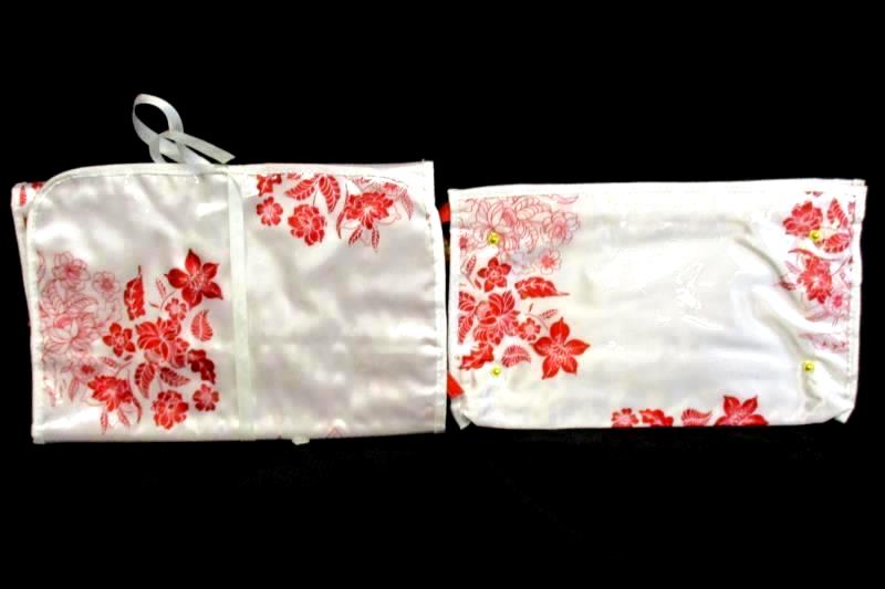 Yon Ka Paris Make Up Shower Travel Bag Plastic Red White Floral Foldable