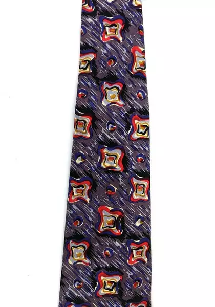 BILL ROBINSON Robin Son Silk Neck Tie Abstract Pattern Retro Purple Squares