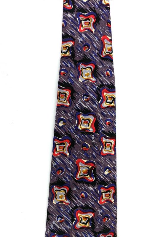 BILL ROBINSON Robin Son Silk Neck Tie Abstract Pattern Retro Purple Squares