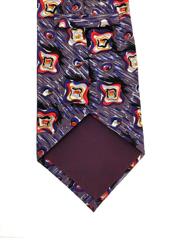 BILL ROBINSON Robin Son Silk Neck Tie Abstract Pattern Retro Purple Squares