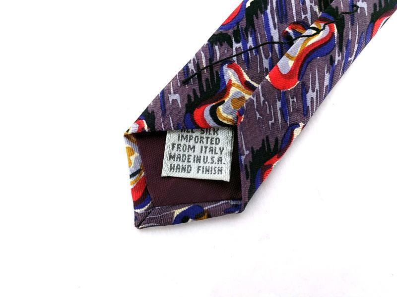 BILL ROBINSON Robin Son Silk Neck Tie Abstract Pattern Retro Purple Squares