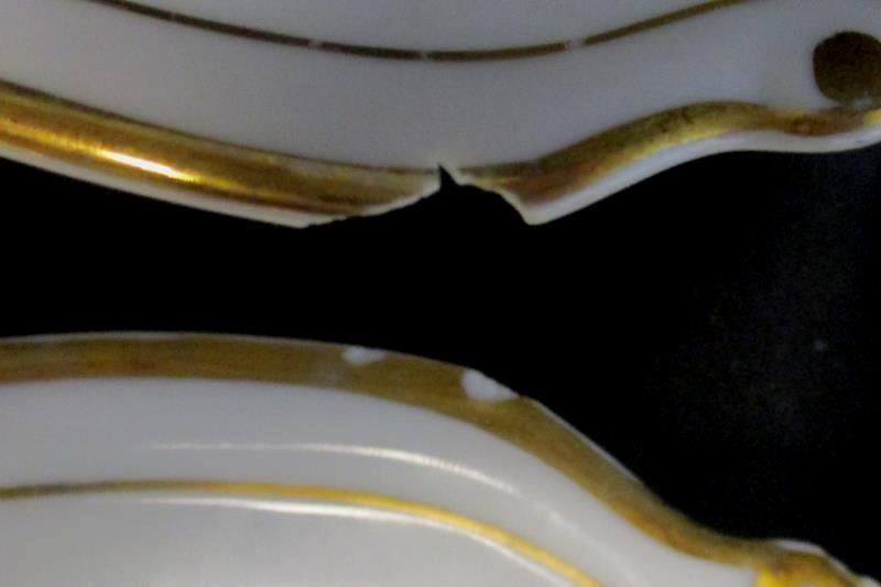 Lot of 2 Fuji China Island Wreath Serving Plate Vegetable Dish Floral Gold Rim