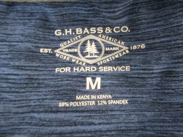 GH Bass Men's For Hard Services Heathered Blue Tech Shirt Short Sleeve Size M