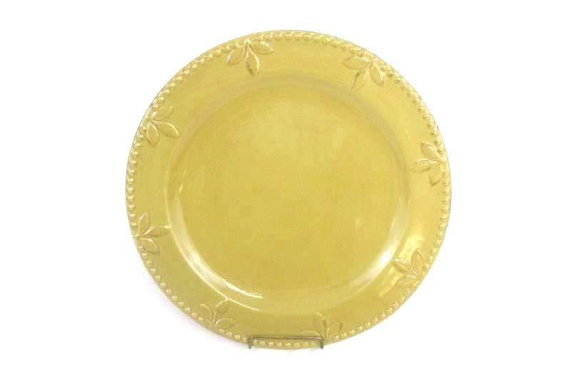 Signature Housewares Sorrento Stoneware Serving Plate 14in Leaf Design Gold
