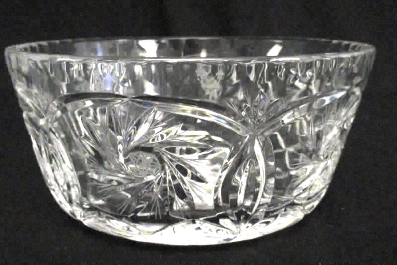 Vintage Clear Pressed Glass Bowl Starburst Etched Star Detail Floral 7in