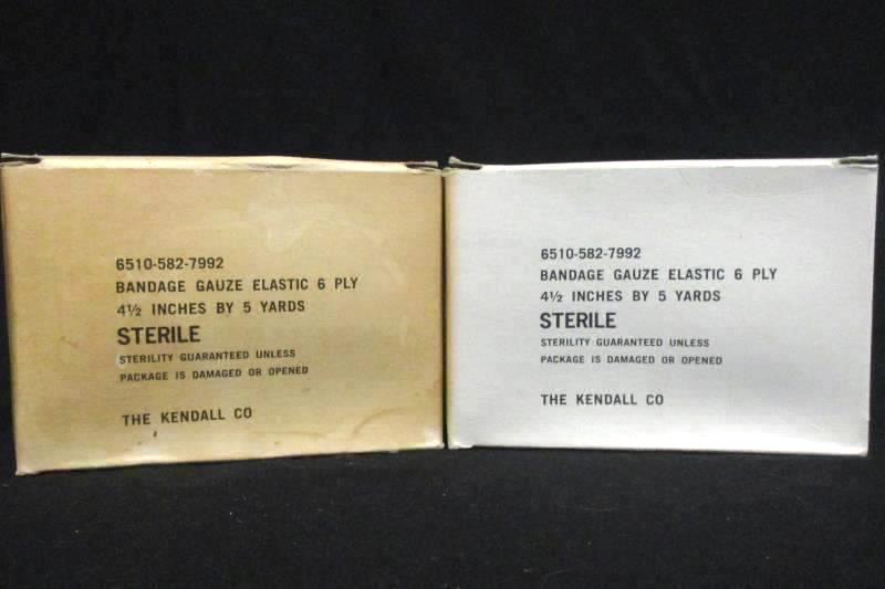 Lot of 2 Kendall Co Vtg Bandage Gauze Elastic 6 Ply 4.5" X 5 Yards Original Box