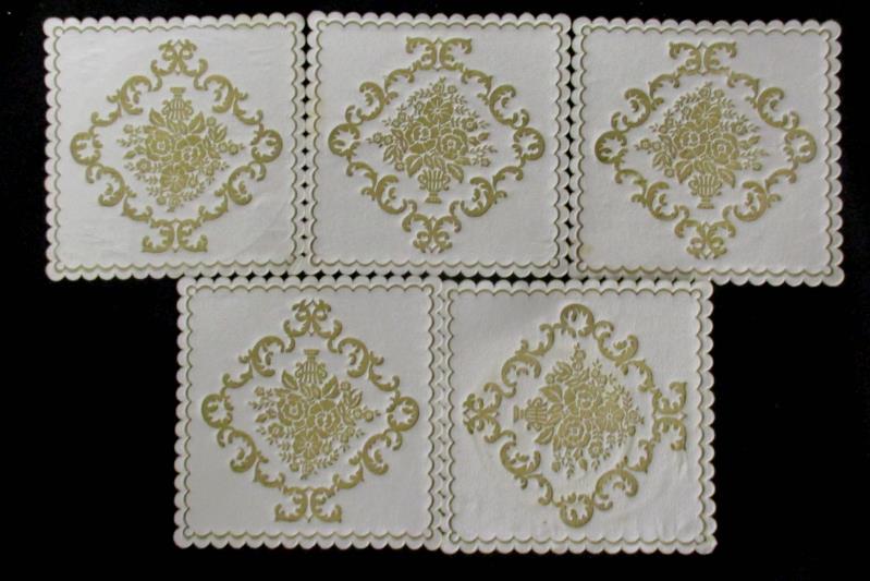 Lot of 12 Vintage Hallmark Coasters Green And Blue Holly And Gold Floral Light