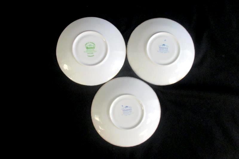Lot of 3 Queen's Rosina China Floral Gold Rim Saucers Plates January 9 14