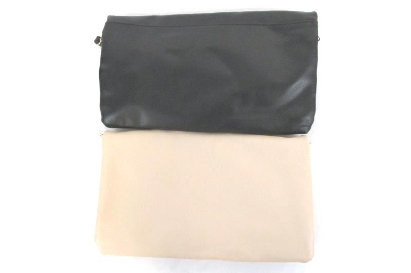 Lot of 2 Fold Over Magnetic Faux Leather Purses Express Cream Black Stud Flowers