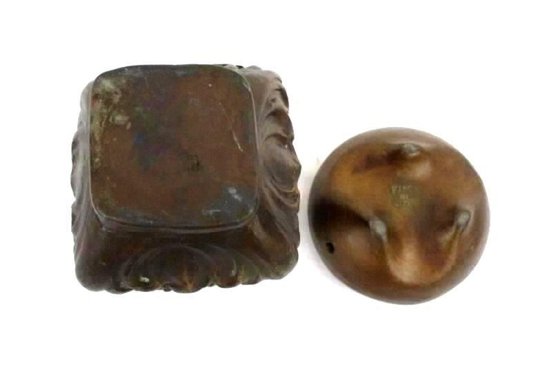 Lot of 2 Lightweight Metal Bronze Toned Dragon Vase Potpourri Bowl Decor Japan
