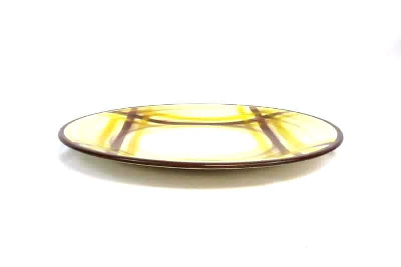 Vernonware Vintage Organdie Serving Plate Yellow Brown 13.5 Inch Made in the USA