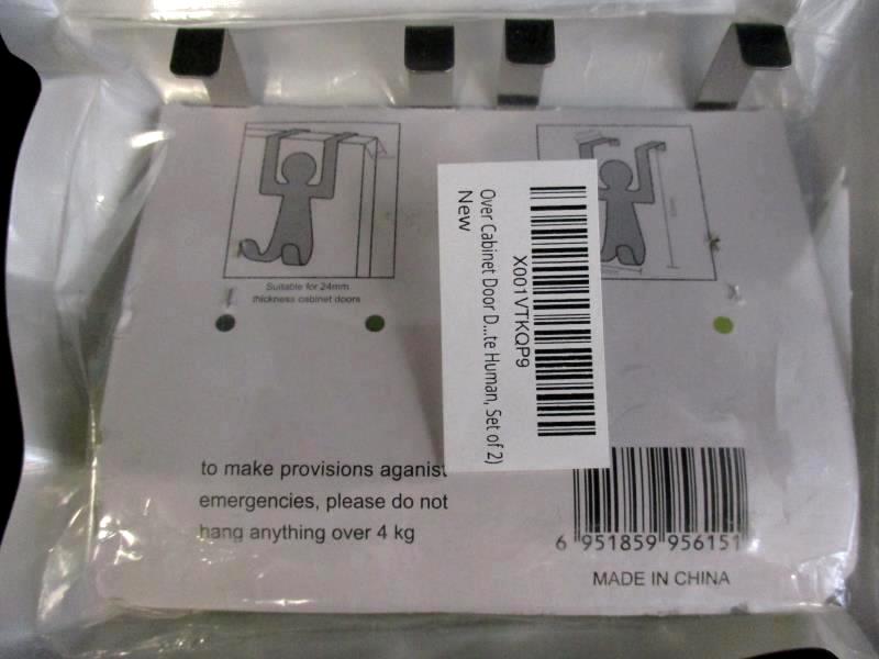Package of 2 Stainless Steel Over The Door Hooks Male and Female Stick Figures