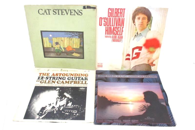 Lot of 4 Folk Rock LP Records Cat Stevens Glen Campbell Gilbert O'Sullivan Young