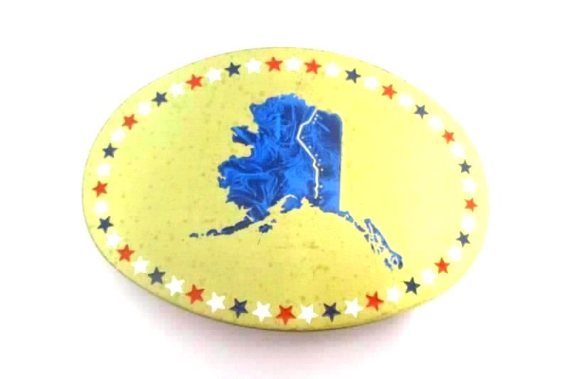 Vintage Kandu Corp Solid Brass Hand Detailed Alaska Belt Buckle USA