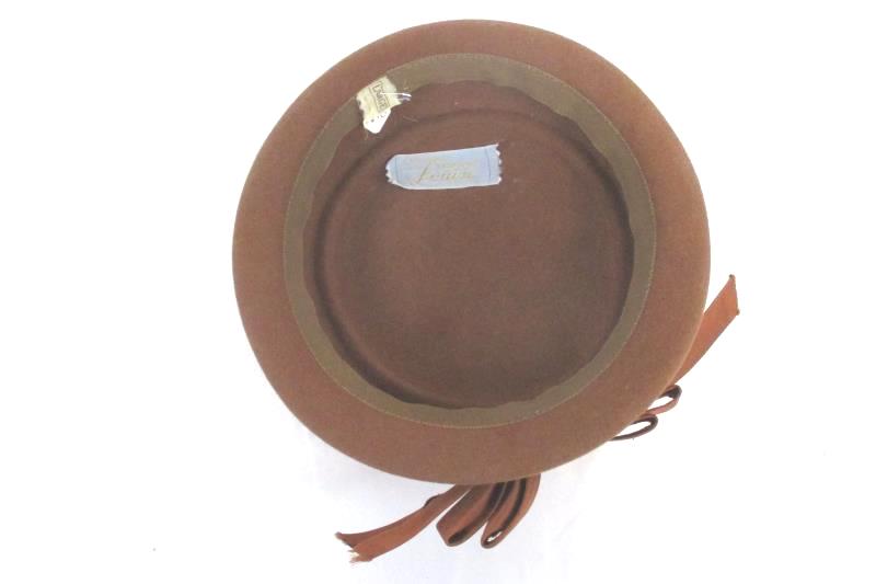 Vintage Brown Original Chapeaux Louise Womens Hat Size Large Wool Satin
