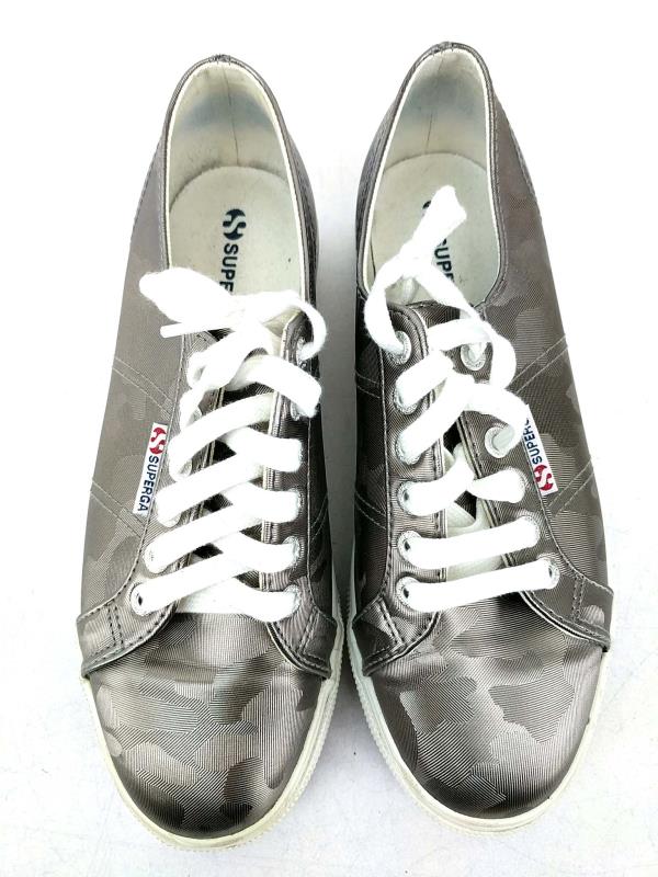 Superga Army Chrome Platform Fashion Sneakers Silver Metallic Camo Women's 8.5