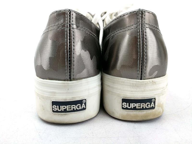 Superga Army Chrome Platform Fashion Sneakers Silver Metallic Camo Women's 8.5