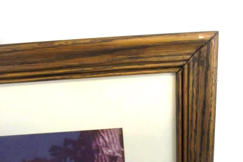 Vintage Crater Lake Oregon State Dark Wood Frame Photo Print 29.5X25.5 Inches