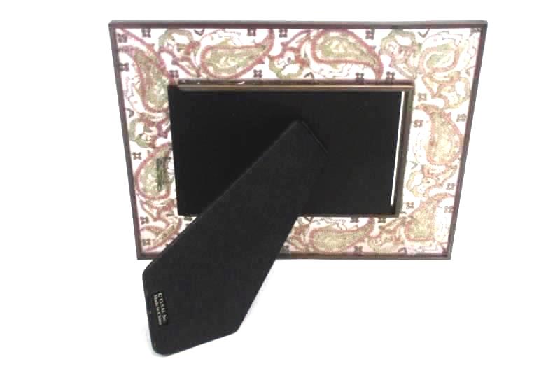 Elsa L Glass Photo Frame Brown Pink Gold Paisley Embroidered Freestanding