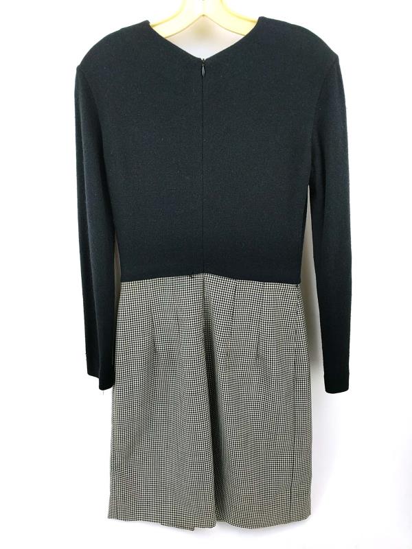 Paule Ka Two Tone Sweater Dress w/ Pleated Skirt 100% Wool 90s Sz 36