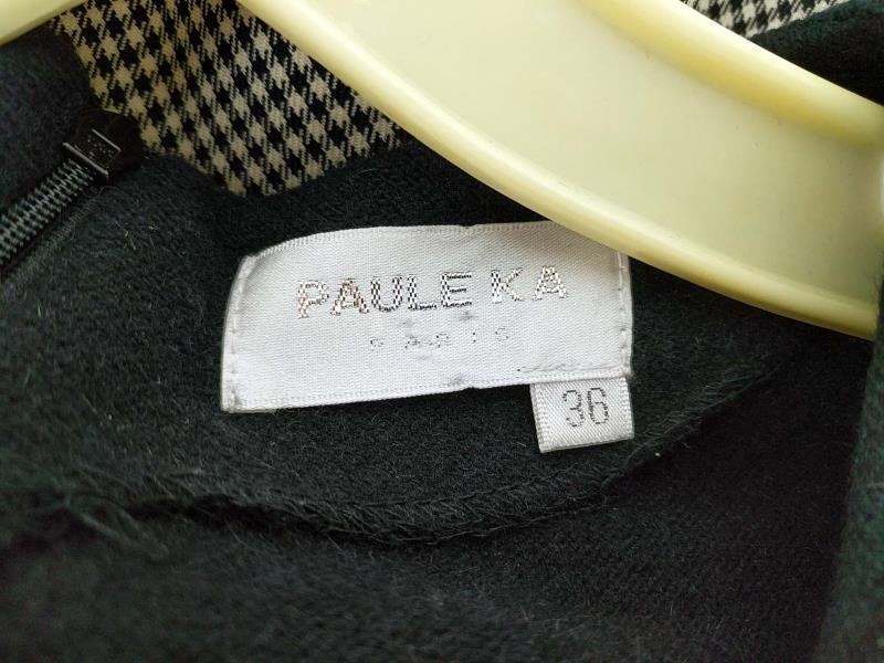 Paule Ka Two Tone Sweater Dress w/ Pleated Skirt 100% Wool 90s Sz 36