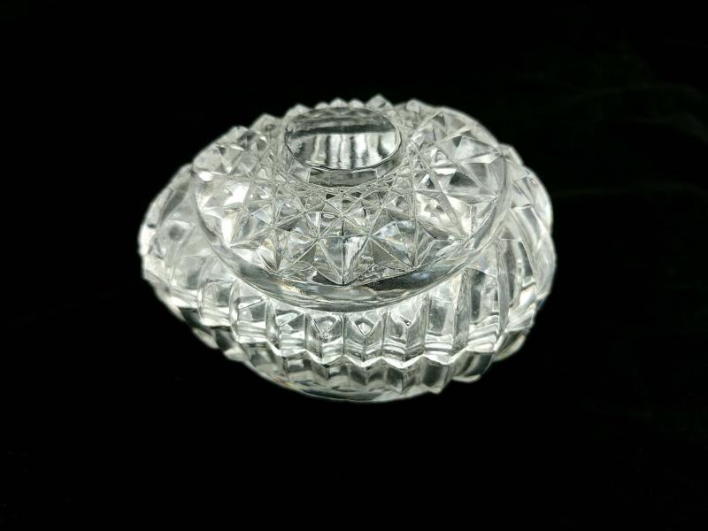 Egg Candy Dish or Trinket Box Clear Diamond Cut Glass Knick Knack