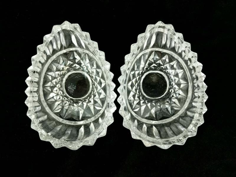 Egg Candy Dish or Trinket Box Clear Diamond Cut Glass Knick Knack