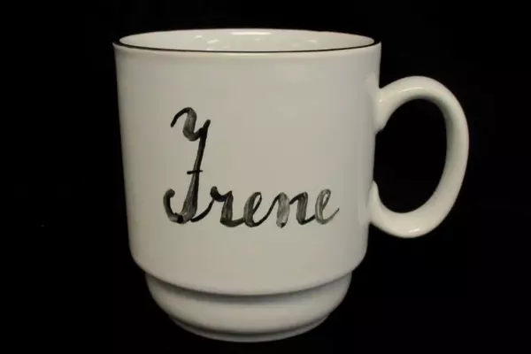 Vintage Den Gamle By Aarhus Hattemageren Irene Coffee Mug Tea Cup White Denmark