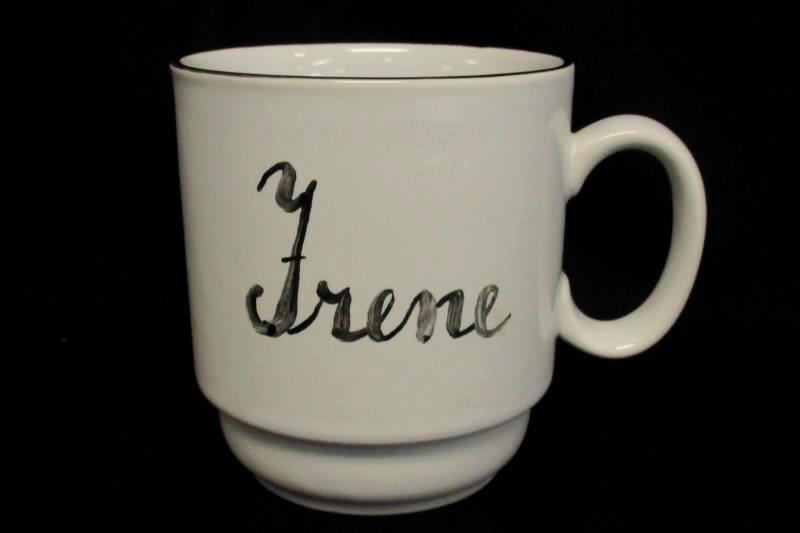Vintage Den Gamle By Aarhus Hattemageren Irene Coffee Mug Tea Cup White Denmark