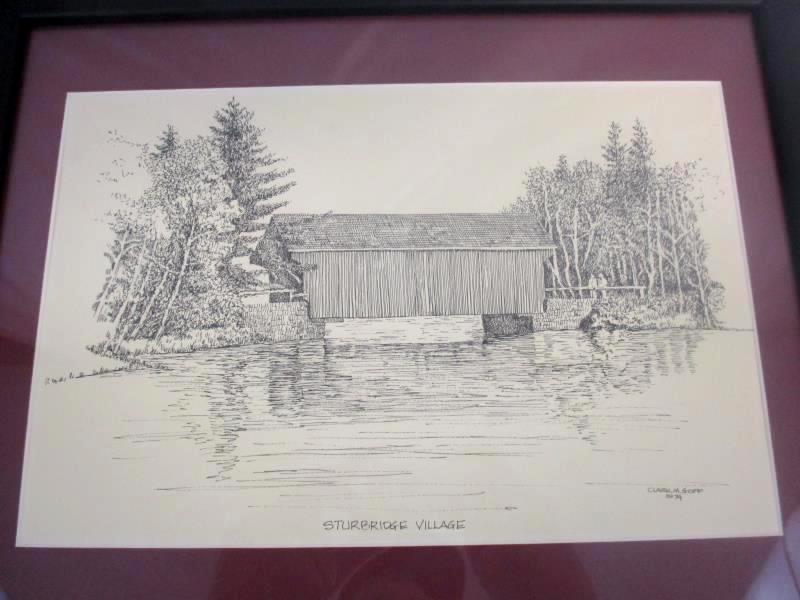 Lot of 2 Clark M Goff Prints Old Sturbridge Village Black Frame 1974