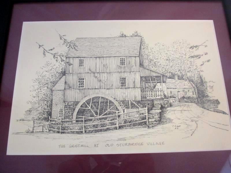 Lot of 2 Clark M Goff Prints Old Sturbridge Village Black Frame 1974