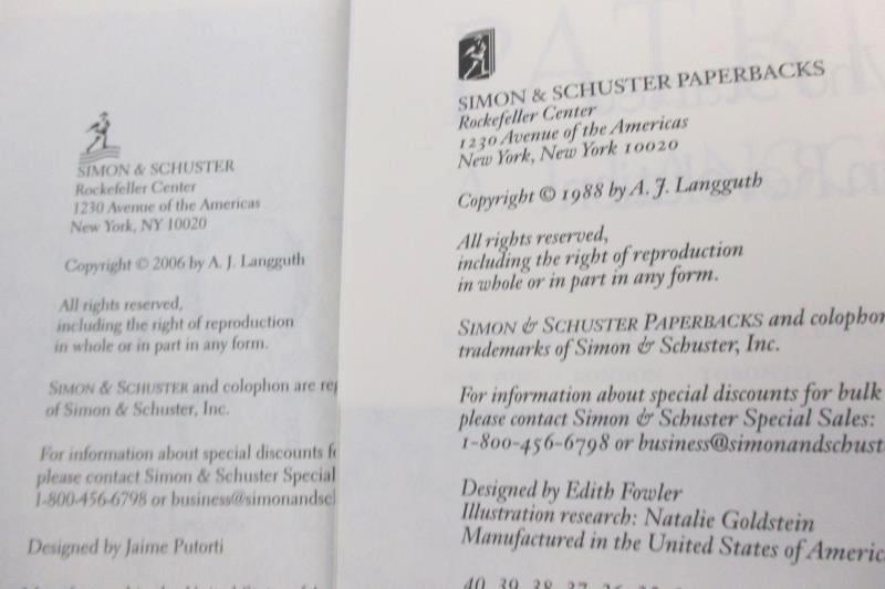 Lot of 2 AJ Langguth Books Patriots & Union 1812 American Revolution