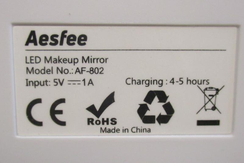 Aesfee Makeup Mirror LED Light Touch Sensor Rechargeable 7x Magnified White