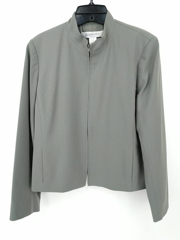 Brooks Brothers Zip Up Suit Jacket Gray Wool Blend Women's 10 Petite